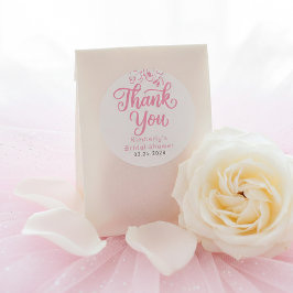 Pink Whimsical Garden Bridal Shower Thank You  ラウンドシール
