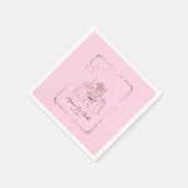 Pink Whimsical Hand Drawn Illustrated Wedding  スタンダードカクテルナプキン (角)