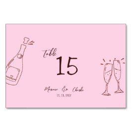 Pink Whimsical Hand Written Scribble Wedding テーブルナンバー