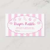 Pink Whimsical Seashell Baby Shower Diaper Raffle エンクロージャーカード (正面)