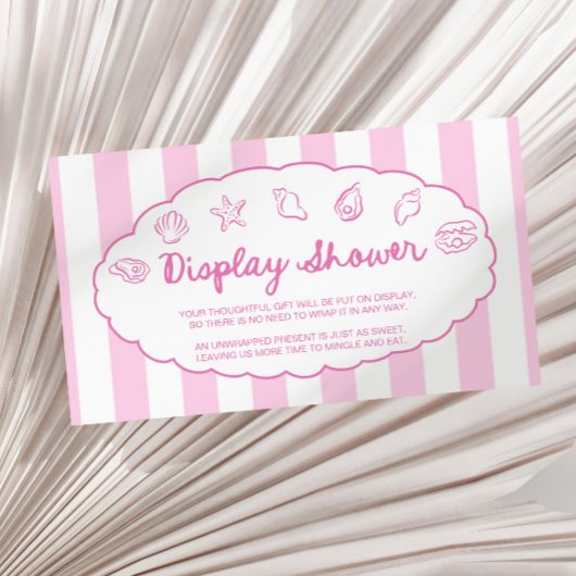 Pink Whimsical Seashell Baby Shower Display Shower エンクロージャーカード