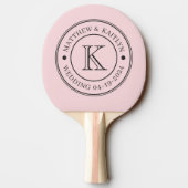 Pink Whisper and Black Wedding Monogram 卓球ラケット (裏面)