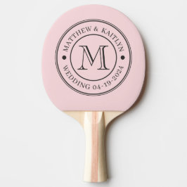 Pink Whisper and Black Wedding Monogram 卓球ラケット