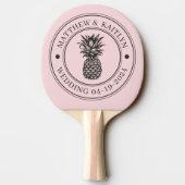 Pink Whisper & Black Pineapple Wedding Crest &Name 卓球ラケット (裏面)