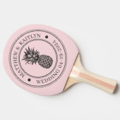 Pink Whisper & Black Pineapple Wedding Crest &Name 卓球ラケット (横)
