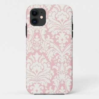 Pink&Whiteのダマスク織のiPhoneの場合 iPhone 11 ケース