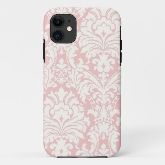 Pink&Whiteのダマスク織のiPhoneの場合 Case-Mate iPhoneケース (裏面)