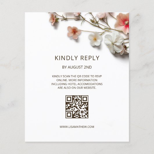 Pink White 3D Wildflowers BUDGET Wedding チラシ (裏面)