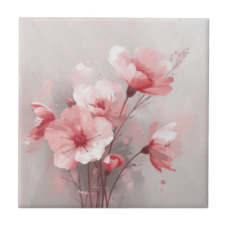 Pink, White, and Gray Florals タイル