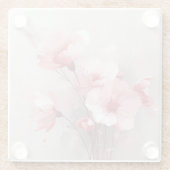 Pink, White, and Gray Foral ガラスコースター (裏面)