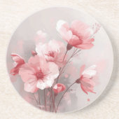 Pink, White, and Gray Foral コースター (正面)