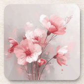 Pink, White, and Gray Foral コースター (正面)
