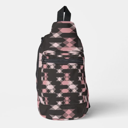 pink white and gray geometric スリングバッグ (正面)