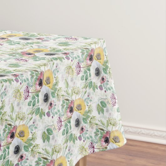 Pink, white and yellow anemones. テーブルクロス (インサイチュ)