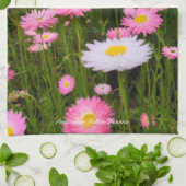 Pink + White Australian Native Meadow Flowers  キッチンタオル (折り畳み)