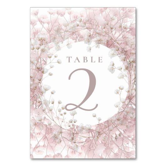 pink white baby's breath flowers table 2 テーブルナンバー (裏面)