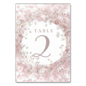 pink white baby's breath flowers table 2 テーブルナンバー (正面)
