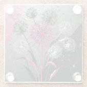 Pink, White Black Dandelions  ガラスコースター (裏面)