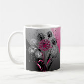 Pink, White Black Dandelions  コーヒーマグカップ (左)