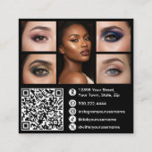 Pink White & Black Script Makeup Photo Personalize スクエア名刺 (裏面)