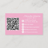 Pink White & Black Script Makeup Photo Personalize 名刺 (裏面)