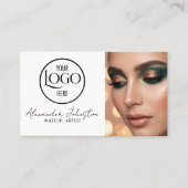 Pink White & Black Script Makeup Photo Personalize 名刺 (正面)