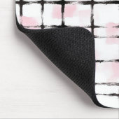 Pink White Black Stripes マウスパッド (コーナー)