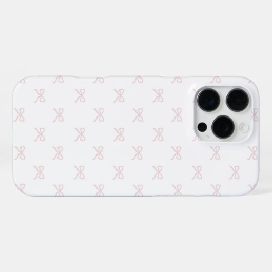 Pink White Bow Pattern Coquette Girly Spring iPhoneケース (裏面横)