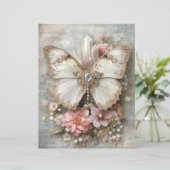 Pink White Butterfly Junk Journal Scrapbook Paper (スタンド正面)