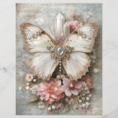 Pink White Butterfly Junk Journal Scrapbook Paper (正面)