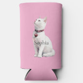 Pink White Cat Heart Necklace スリム缶クーラー (正面)