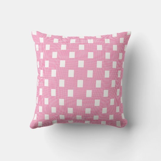 Pink & White Checkered Plaid Throw Pillow  クッション (裏面)