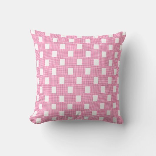 Pink & White Checkered Plaid Throw Pillow  クッション (正面)