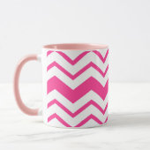 Pink White Chevron Zigzag Pattern Design  マグカップ (左)
