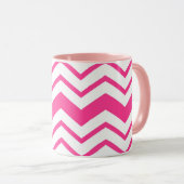 Pink White Chevron Zigzag Pattern Design  マグカップ (正面右)