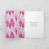 Pink White Christmas Trees Gold Glitter   カード (内部)