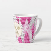 Pink White Christmas Trees Gold Glitter Dream カフェラテマグ (右アングル)