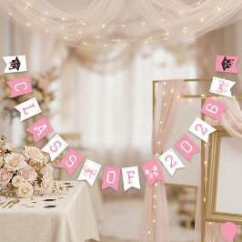 Pink & White Class Of 2026 Graduation Party バンティングフラッグ