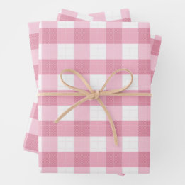 Pink & White Classic Gingham Pattern ラッピングペーパーシート