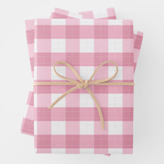 Pink & White Classic Gingham Pattern ラッピングペーパーシート