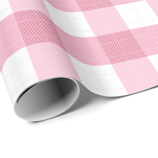 Pink & White Classic Gingham Pattern ラッピングペーパー (ロールコーナー)