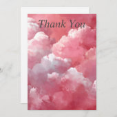 Pink & White Clouds Thank You Card 招待状 (正面/裏面)