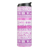 Pink White Cozy Stripes Christmas タンブラー (回転左)