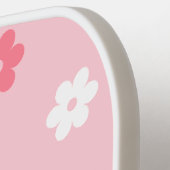  Pink &White Cute Flowers Personalized script Name ピックルボールラケット (左詳細)