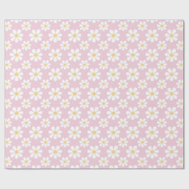 Pink White Daisy Pattern  ラッピングペーパー