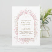 pink white First Communion girl 招待状 (スタンド正面)