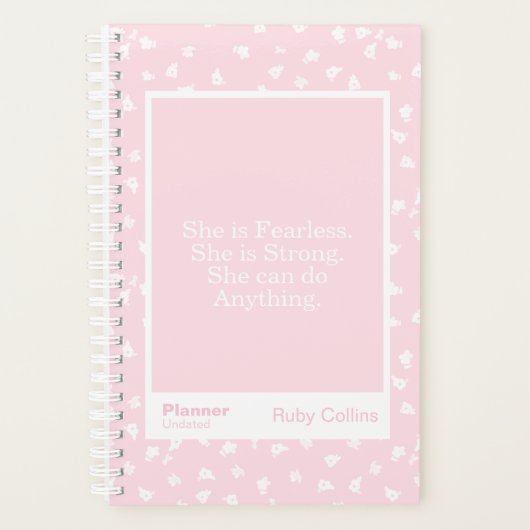 Pink/White Floral Block Quote | Fully Customizable プランナー手帳 (正面)