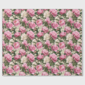 Pink & White Floral Pattern Easter Wrapping Paper ラッピングペーパー (フラット)