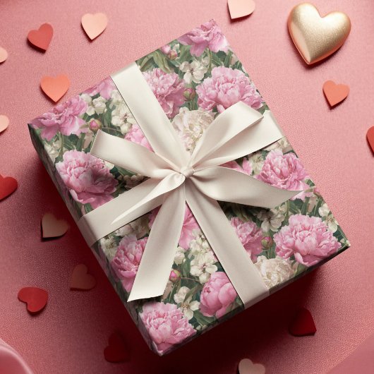 Pink & White Floral Pattern Easter Wrapping Paper ラッピングペーパー