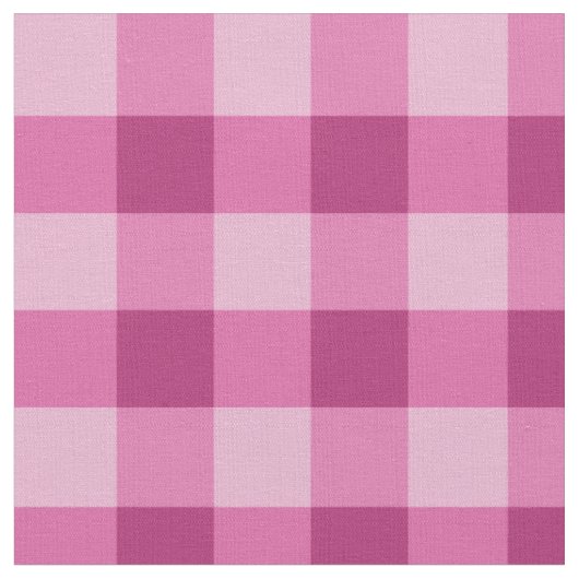 Pink White Gingham Check Combed Cotton Fabric ファブリック (クローズアップ)